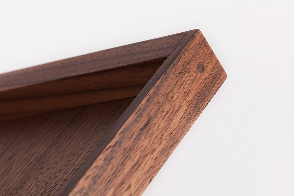 Japanese Walnut Wood Tray, Detail