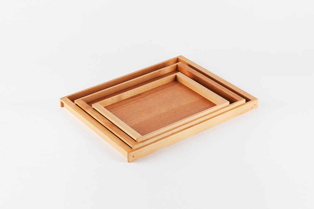 Set of Japanese Cherry Wood Trays